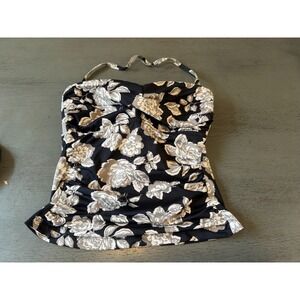 black floral MERONA  swimsuit top tankini size XS